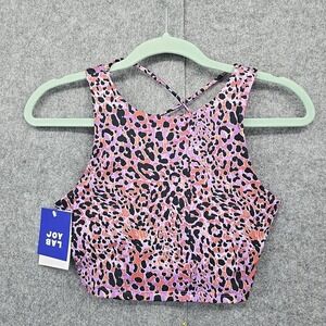 Joy Lab Sports Bra Womens Extra Small Pink Black Animal Print Strappy Back NWT‎